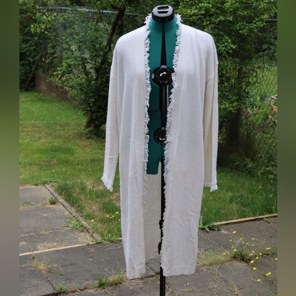 One Grey Day Long White Cardigan